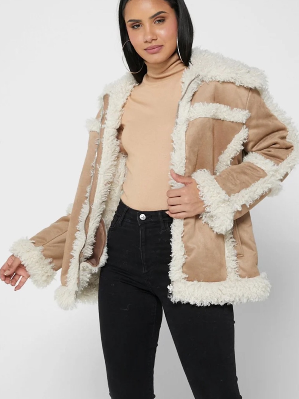 TopShop Faux Suede and Sherpa Penny Lane Style Jacket NEW